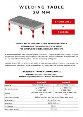 Welding Table 28mm