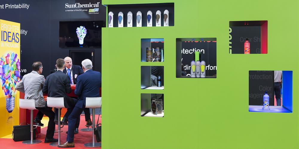Der Messestand der Firma Sun Chemical.